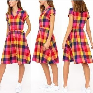 Emily & Fin x ModCloth Kate Rainbow Plaid Dress L